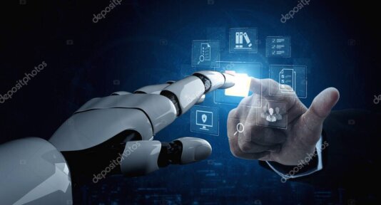 Imagem conceitual unindo tecnologia e mágica em ambiente de negócios
